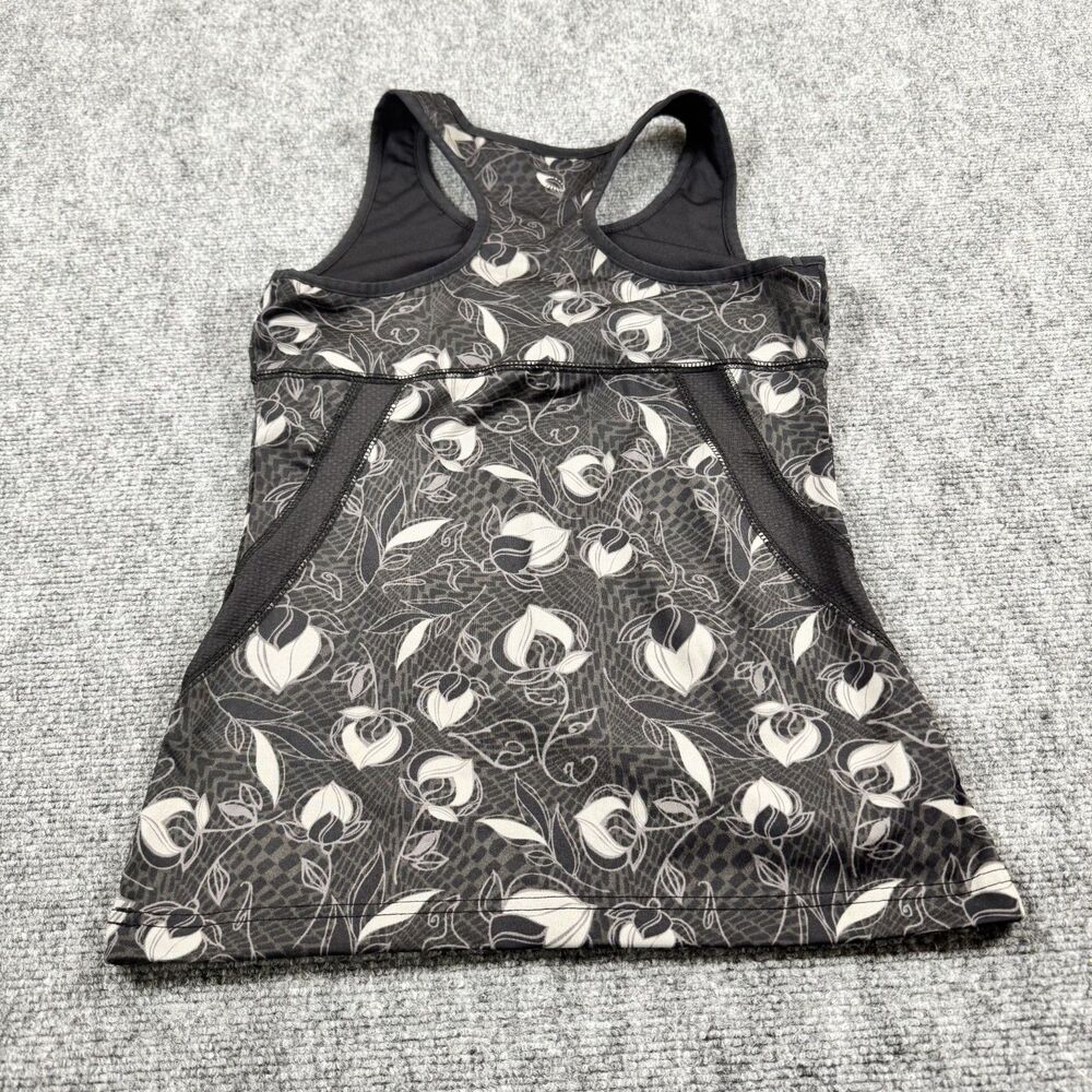 Tek Gear Women’s Built-In Bra Athletic Tank Floral Print Gray Black Size S - Picture 4 of 5